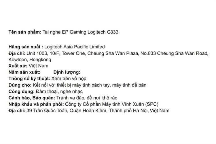 Tai nghe Có dây Gaming Logitech G333 Màu Đen