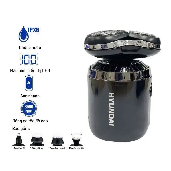 Máy cạo râu khô và ướt Hyundai PHT-083-BK Màu Đen