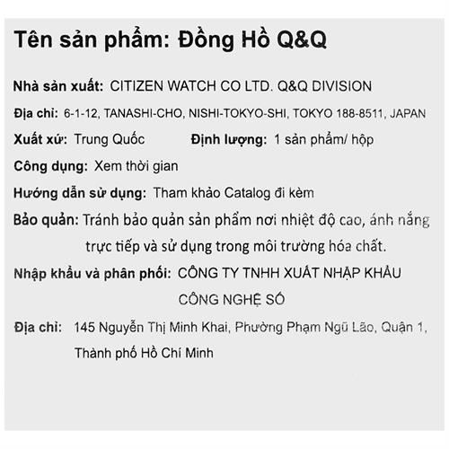 Đồng hồ Q&Q 38 mm Nữ F03A-005PY Màu Bạc