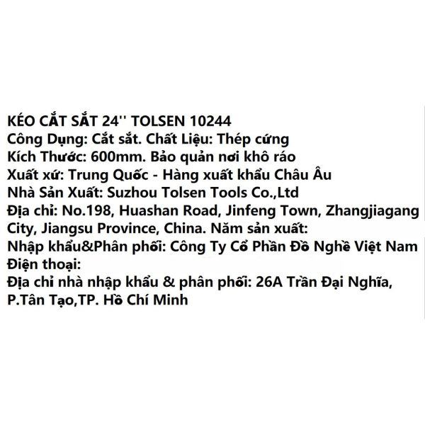 Kéo cắt sắt thép Tolsen 10244 Màu Đen - Vàng