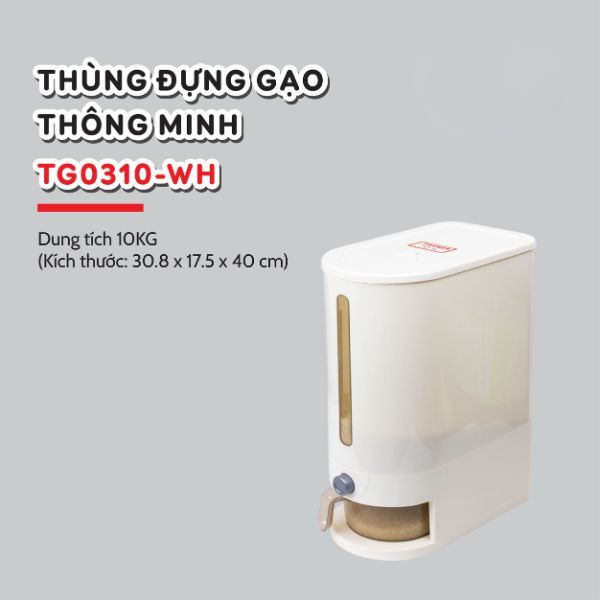 Thùng gạo 10 kg Tanaka TG0310-WH trắng Màu Trắng