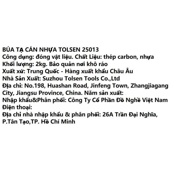 Búa tạ cán nhựa Tolsen 25013