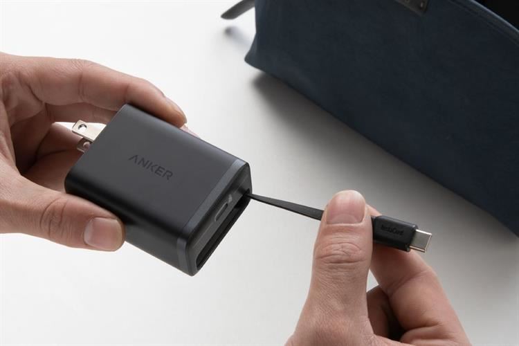 Sạc nhanh Type-C QC PD 35W Anker Nano A2658 kèm cáp dây rút Type C Màu Đen