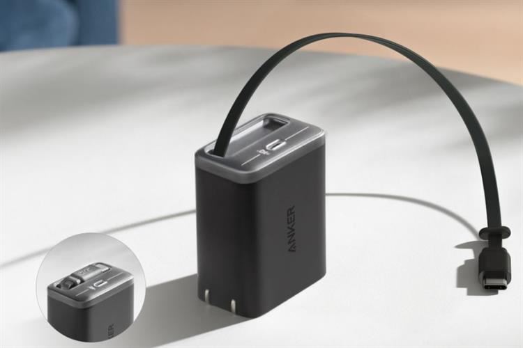 Sạc nhanh Type-C QC PD 35W Anker Nano A2658 kèm cáp dây rút Type C Màu Đen