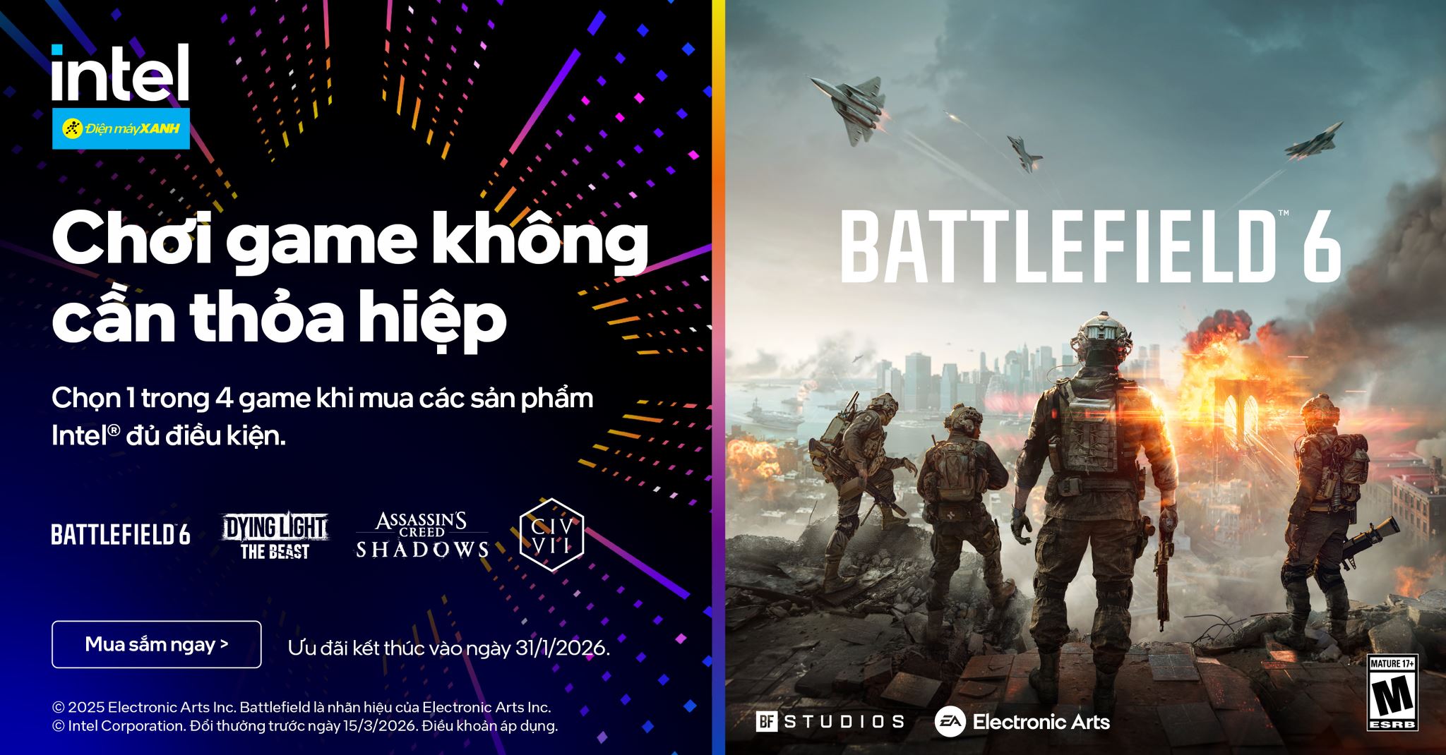 Chơi game không thỏa hiệp: Mua Laptop Gaming Intel Core Ultra Series 2, nhận ngay 1 trong 4 game bom tấn cực hot!