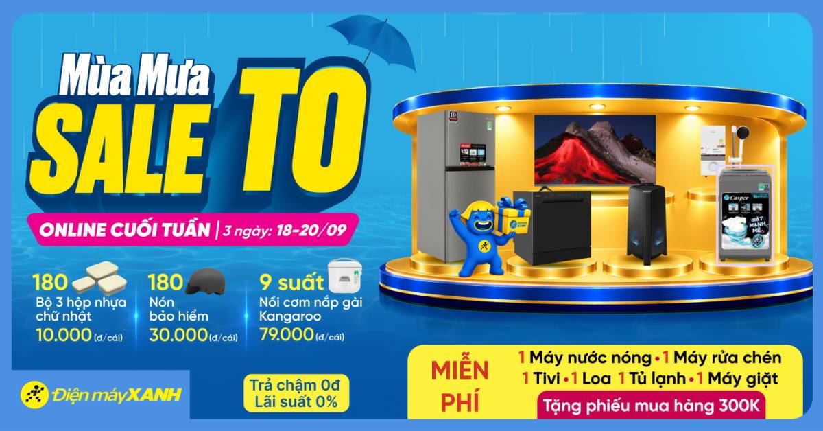 MÙA MƯA SALE TO - Săn hàng giá sốc, quay số trúng 0đ (18/09-20/09/2026)