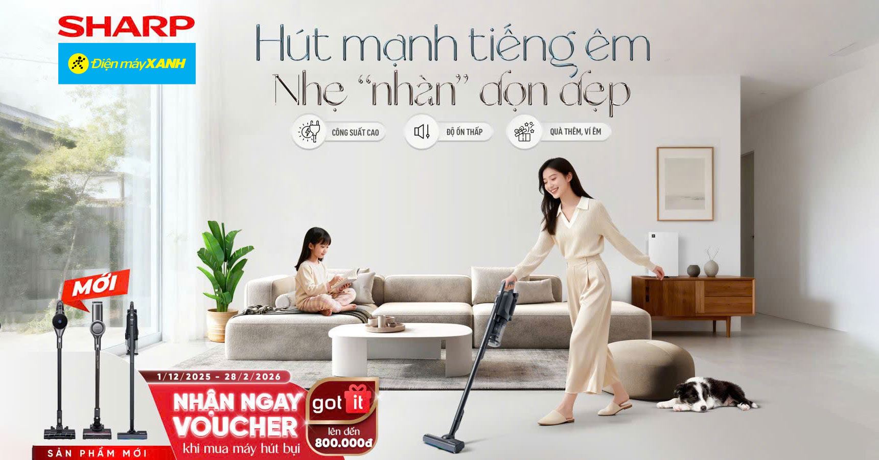 Mua máy hút bụi Sharp nhận ngay phiếu mua hàng Got It trị giá đến 800.000đ