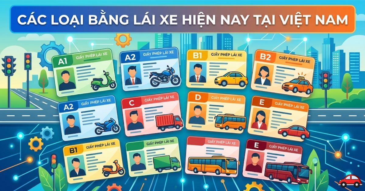 Các loại bằng lái xe hiện nay tại Việt Nam, phân loại và công dụng