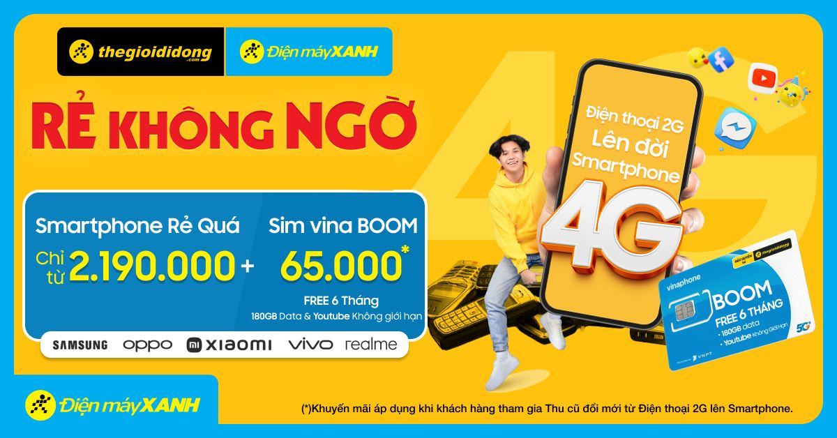 Rẻ Không Ngờ - Smartphone Rẻ Quá chỉ từ 2.19 triệu + SIM vina BOOM miễn phí 6 tháng data