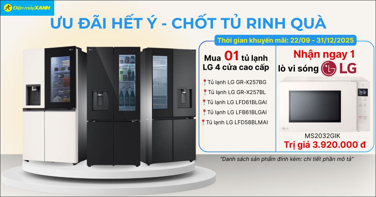 Siêu phẩm ưng ý, ưu đãi hết ý: Mua tủ lạnh LG, rinh ngay lò vi sóng trị giá 3.920.000đ