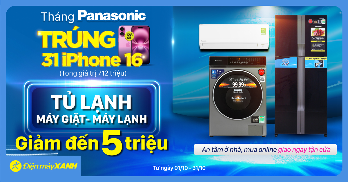 Danh sách trúng thưởng - Cơ hội trúng iPhone 16 mỗi ngày khi mua tủ lạnh - máy giặt - máy lạnh Panasonic