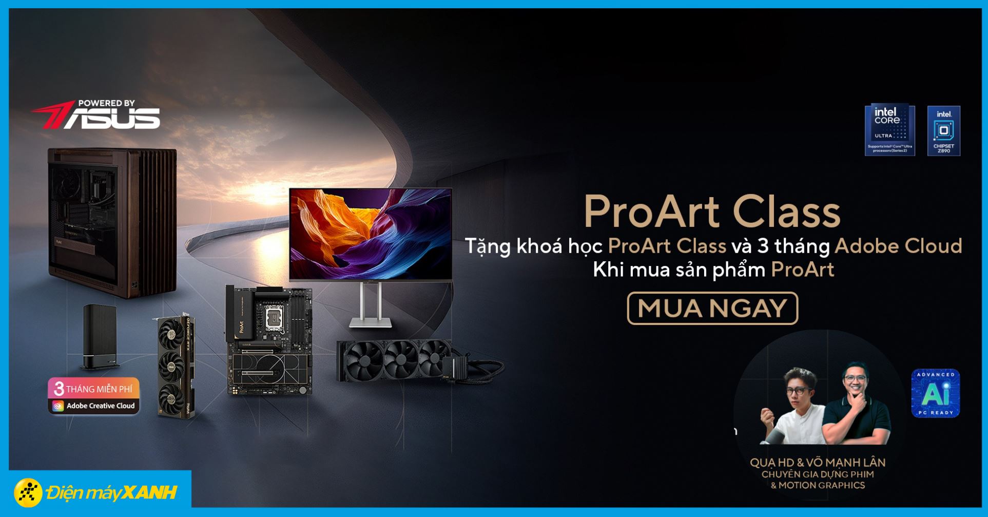Sở hữu ngay khóa học Các Phần Mềm Làm Chủ Hậu Kỳ & miễn phí 3 tháng Adobe Creative khi mua ASUS ProArt