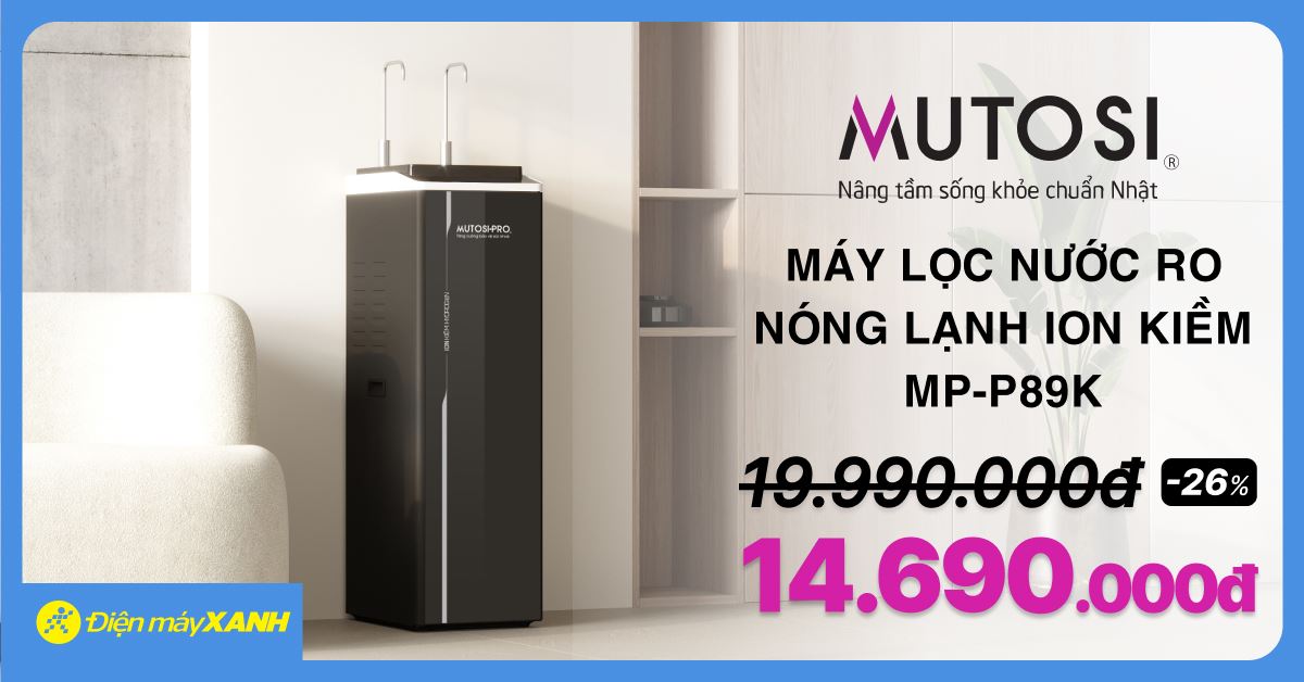 Mở bán máy lọc nước RO nóng lạnh ion kiềm Mutosi MP-P89K 9 lõi