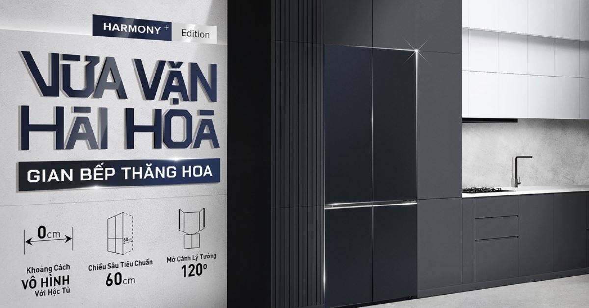 Tối ưu không gian bếp với thiết kế vừa vặn hoàn hảo từ dòng tủ lạnh âm tường HARMONY+ Edition mới của Panasonic
