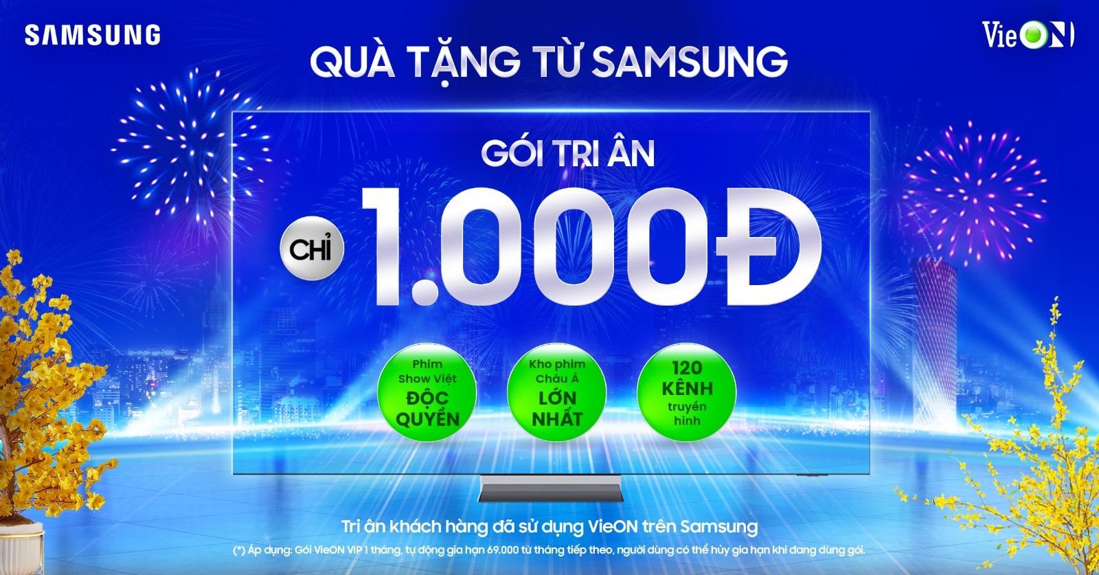 Độc quyền Điện máy XANH: Tri ân người dùng VieOn cũ trên Samsung TV - Trải nghiệm VieOn VIP với 1000 đồng