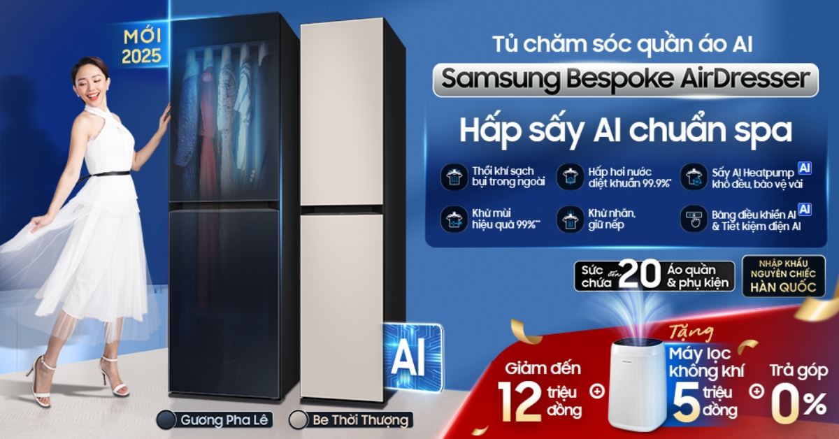 Mua Tủ chăm sóc quần áo Samsung - Nhận ngay Máy lọc không khí cực hấp dẫn