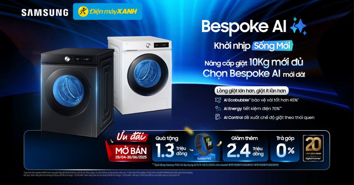 Mua máy giặt cửa trên WW10DB7U34GBSV, WW10DB7U34GWSV tặng GALAXY FIT 3