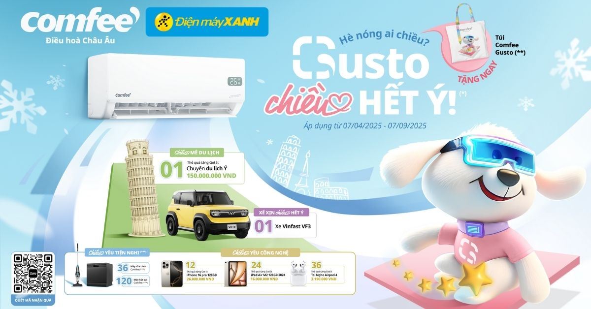Hè nóng ai chiều? Gusto chiều hết ý - Rinh mát lạnh, săn quà giá trị cùng Comfee và tận hưởng mùa hè dễ chịu không lo nắng nóng!