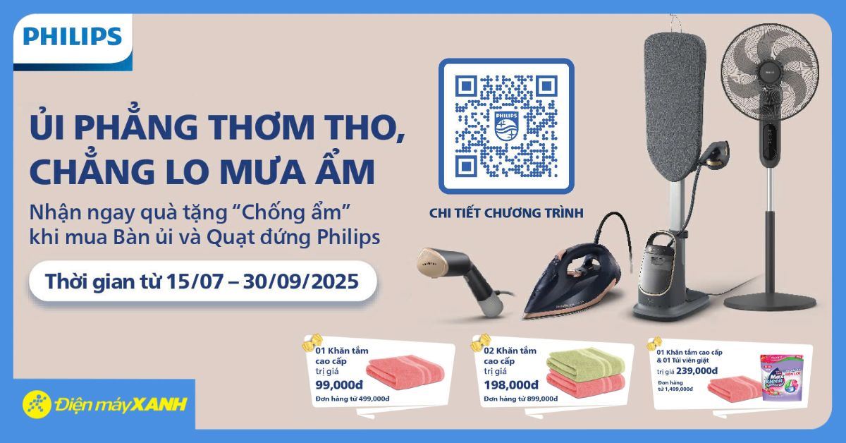 ỦI PHẲNG THƠM THO, CHẲNG LO MƯA ẨM - Nhận khăn tắm, viên giặt thơm tho cho hóa đơn từ 499K đến 1.5 triệu