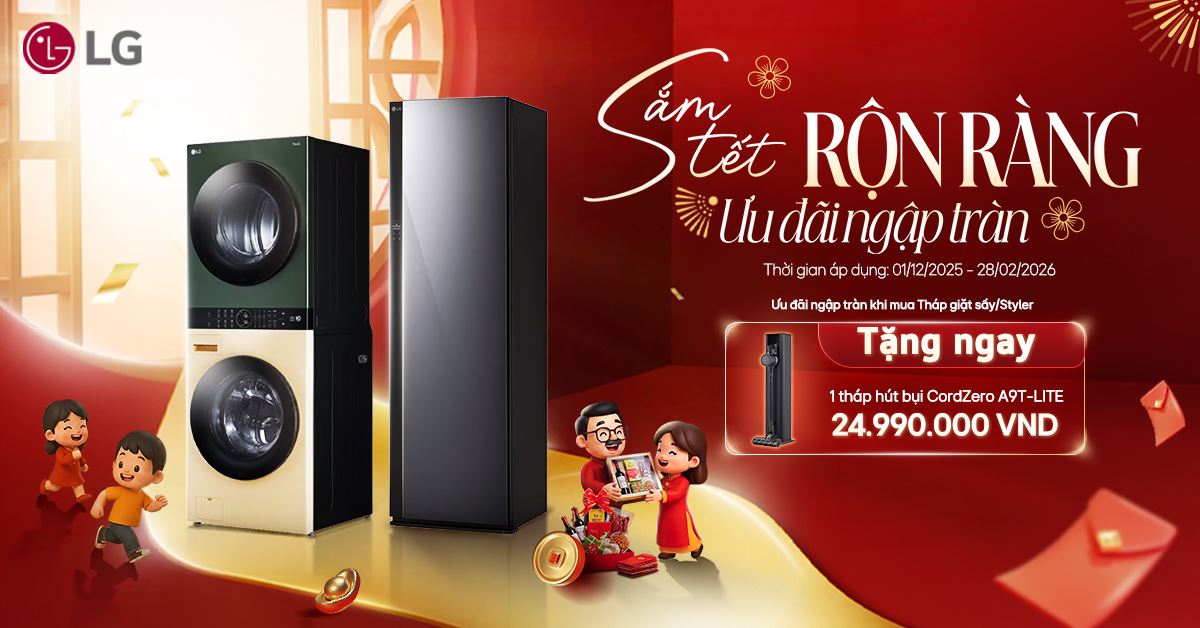 CTKM MUA SẢN PHẨM Washtower& Styler TẶNG MÁY HÚT BỤI Tháng 12/2025