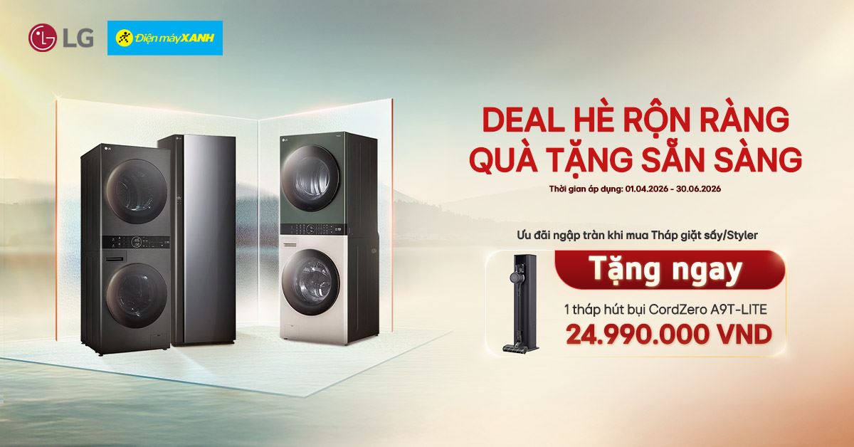 CTKM MUA SẢN PHẨM Washtower& Styler TẶNG MÁY HÚT BỤI Tháng 04/2026