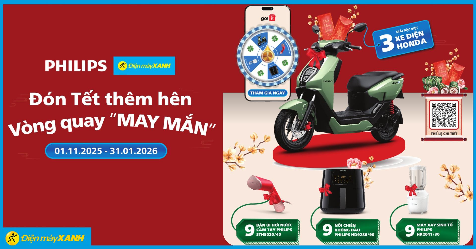 Khuyến mãi Tết Philips 2026: Tết ấm êm, thêm quà thêm hên - Vòng quay may mắn trúng lớn