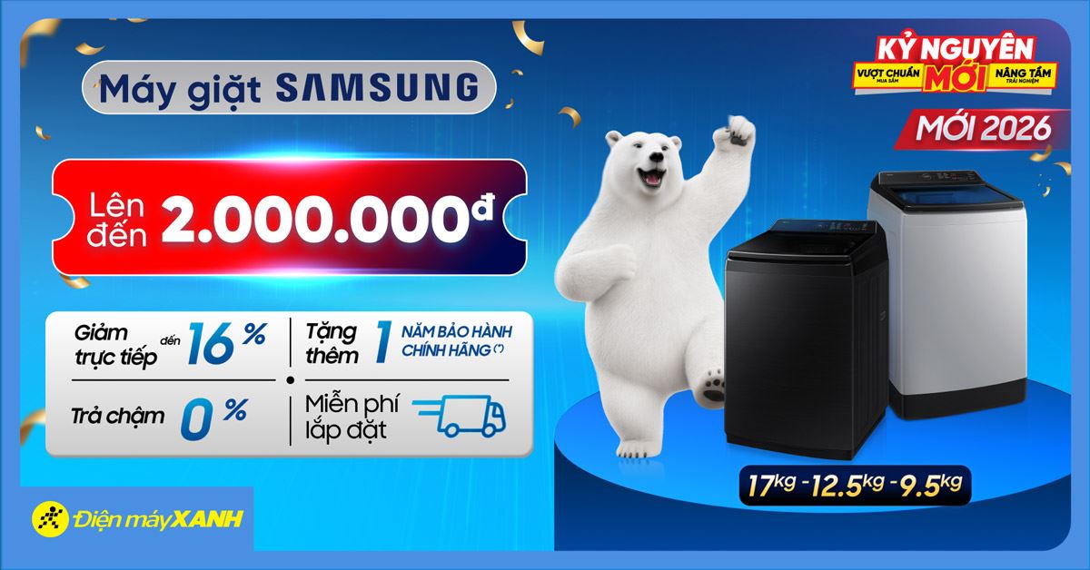 Chương trình khuyến mãi: Tặng thêm 1 năm bảo hành cho dòng máy giặt cửa trên Samsung WA40 thế hệ mới 2026