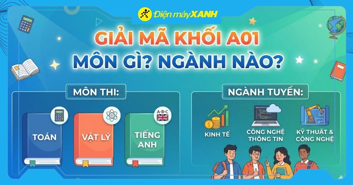 Khối A01 gồm những môn nào? Ngành nào? Phổ điểm tham khảo 2026