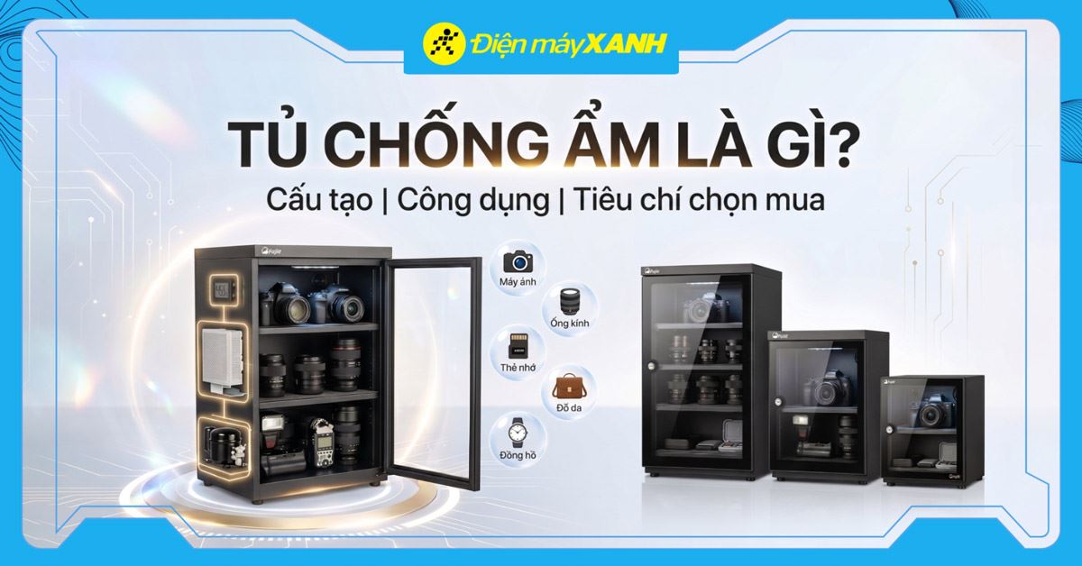 Tủ chống ẩm là gì? Cấu tạo, công dụng và tiêu chí chọn mua phù hợp nhu cầu gia đình