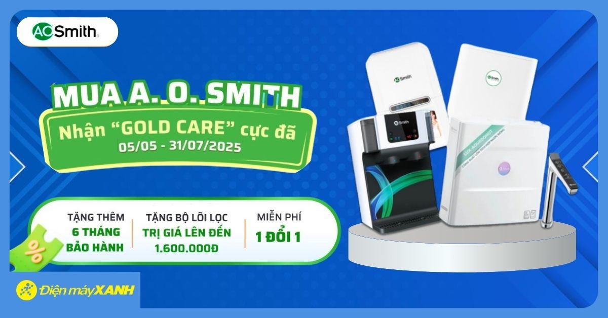 A. O. Smith Hè 2025: Mua Máy Lọc Nước, Không Khí Nhận Gói GOLD CARE Giá Trị, An Tâm Toàn Diện!
