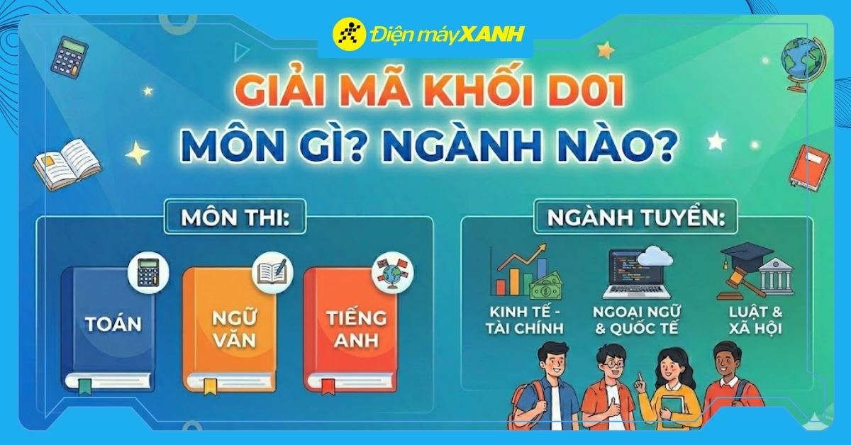Khối D01 gồm những môn nào? Ngành nào? Phổ điểm tham khảo 2026