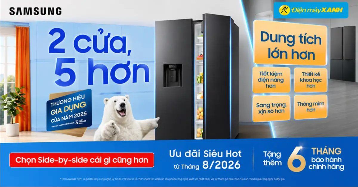 Mua Tủ lạnh Side by Side Samsung Tặng thêm 6 tháng bảo hành chính hãng