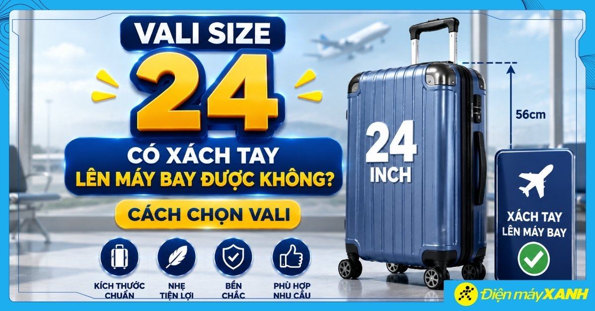 Vali size 24 có xách tay lên máy bay được không? Cách chọn vali