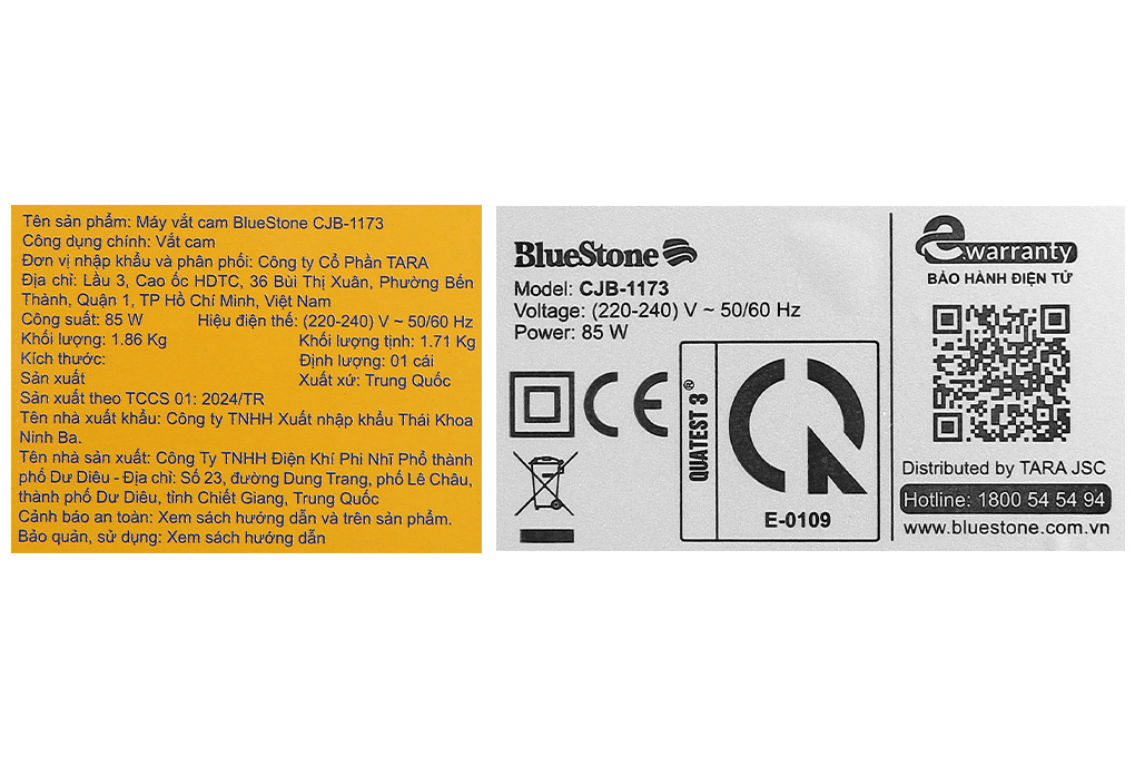 Máy vắt cam BlueStone CJB-1173 Màu Bạc Inox