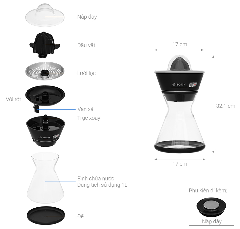 Máy vắt cam Bosch 40W MCP72GPB