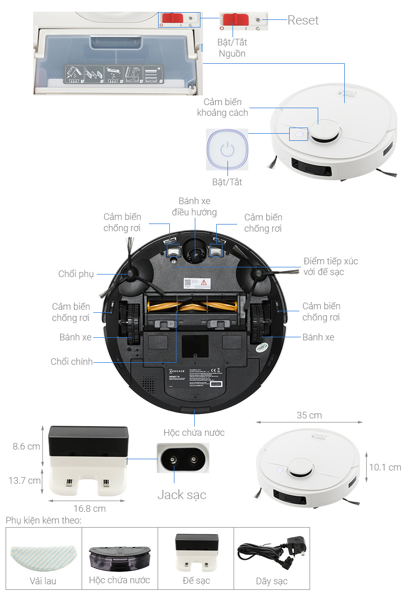 Robot hút bụi lau nhà Ecovacs Deebot T9