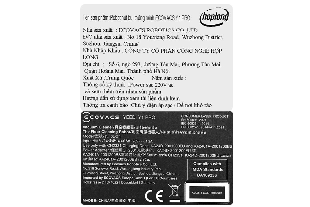 Robot hút bụi lau nhà Ecovacs Deebot Y1 PRO Màu Đen