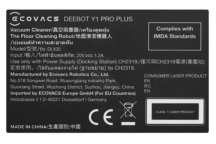 Robot hút bụi lau nhà Ecovacs Y1 PRO PLUS Màu Đen