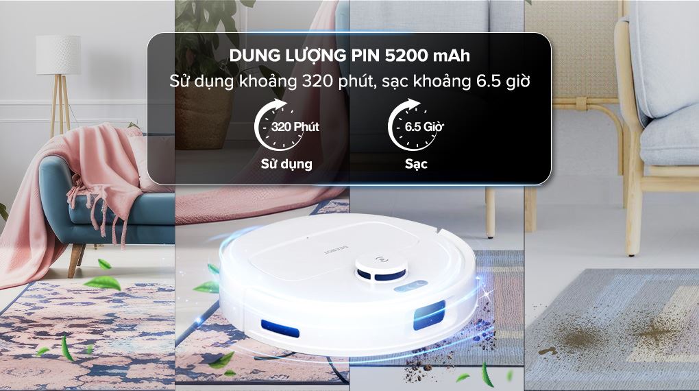 Robot hút bụi lau nhà Ecovacs N30 PRO OMNI - Thời gian sạc và sử dụng