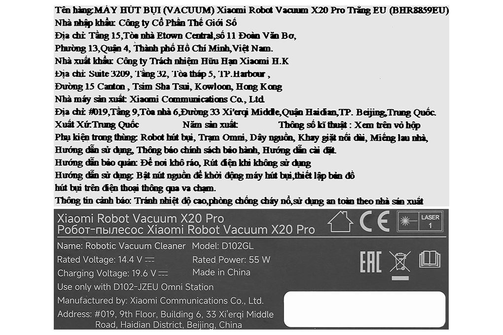 Robot hút bụi lau nhà Xiaomi X20 Pro Màu Trắng