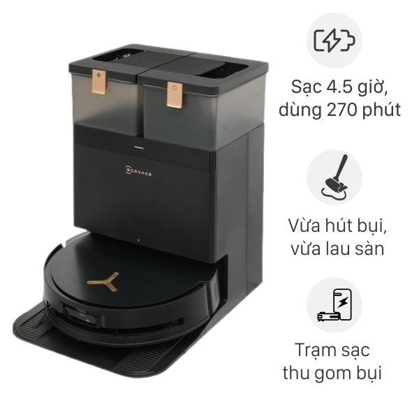 Robot hút bụi lau nhà Ecovacs X8 PRO OMNI – Đen