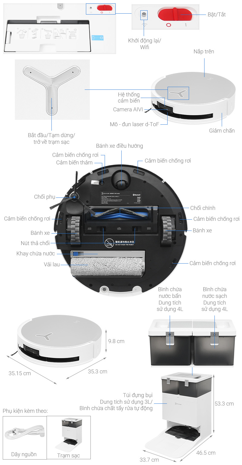 Robot hút bụi lau nhà Ecovacs X8 PRO OMNI - Trắng