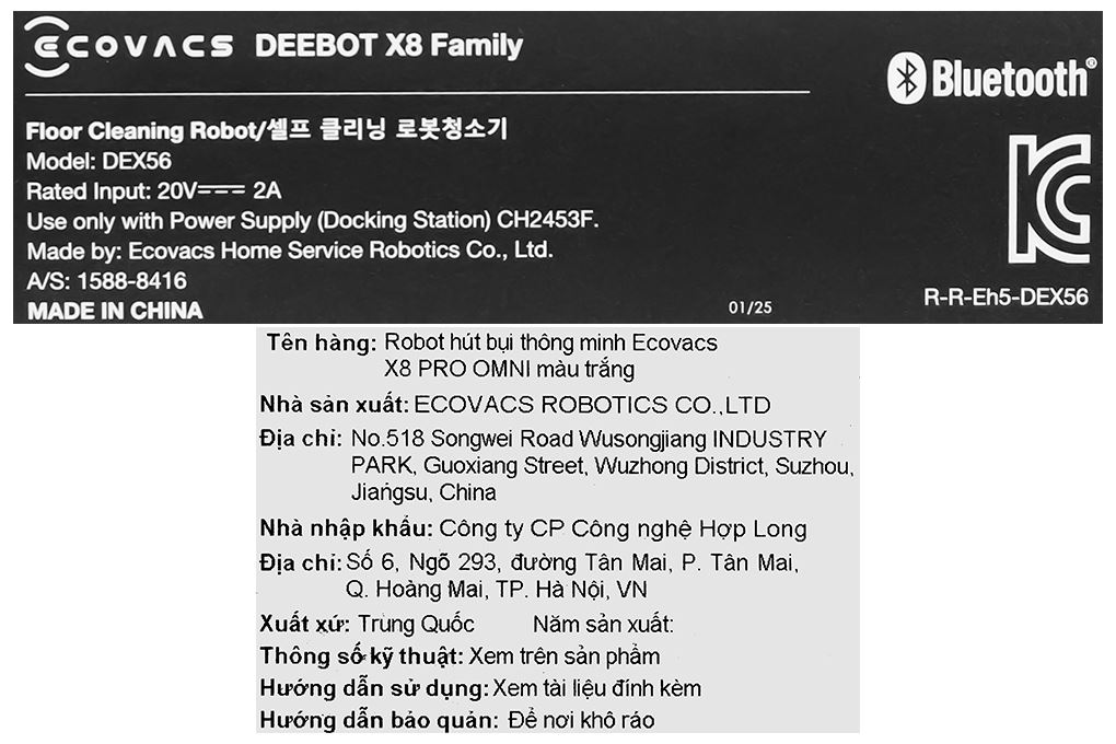 Robot hút bụi lau nhà Ecovacs Deebot X8 PRO OMNI - Trắng Màu Trắng