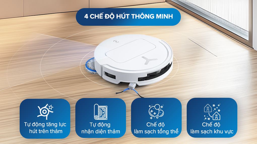 Chế độ hút - Robot hút bụi lau nhà Ecovacs Deebot T50 Pro OMNI - Trắng