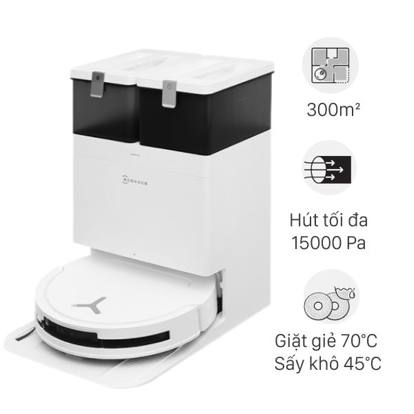 Robot hút bụi lau nhà Ecovacs Deebot T50 Pro OMNI - Trắng