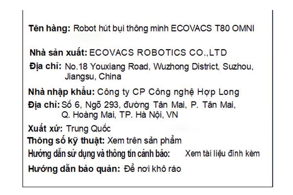 Robot hút bụi lau nhà Ecovacs Deebot T80 OMNI - Trắng Màu Trắng