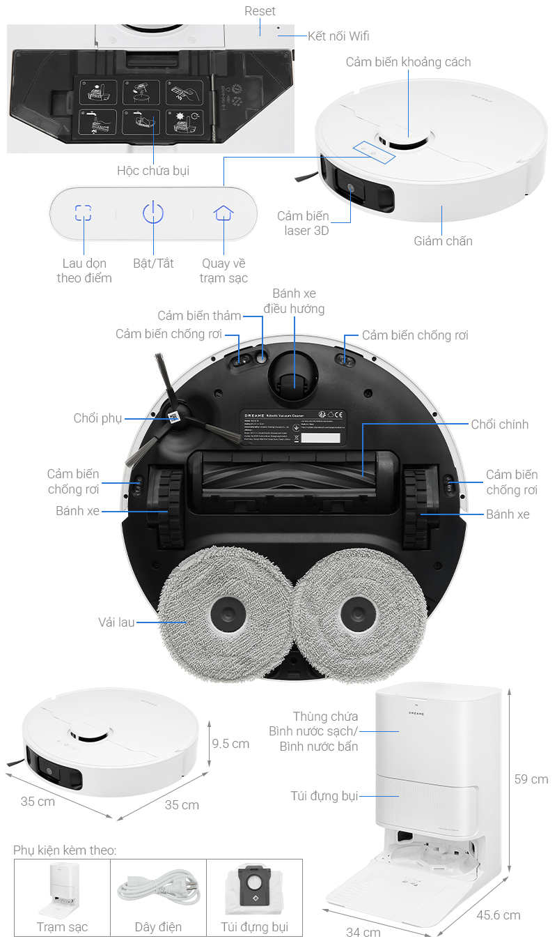 Robot hút bụi lau nhà Dreame D20 Ultra