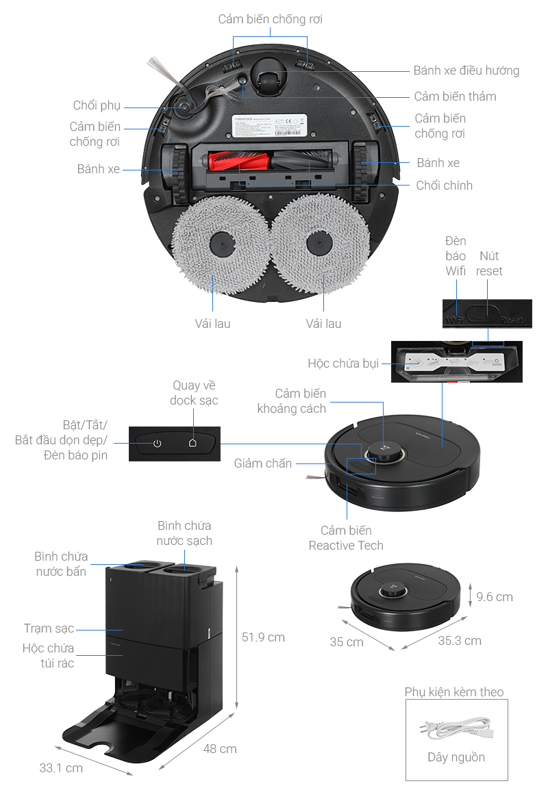 Robot hút bụi lau nhà Roborock Q Revo 5AE - Đen