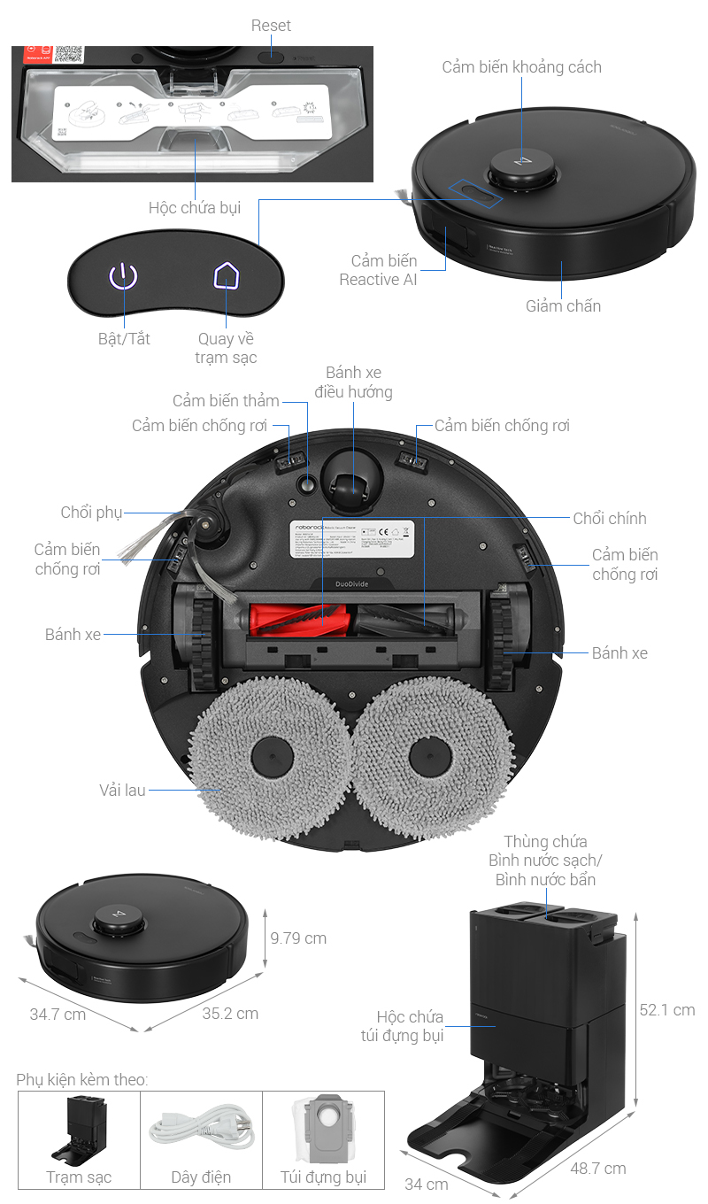 Robot hút bụi lau nhà Roborock Q Revo 5V1 - Đen