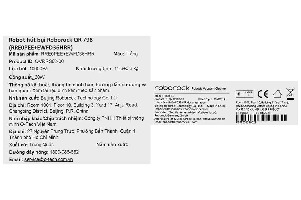 Robot hút bụi lau nhà Roborock QR 798 - Trắng Màu Trắng